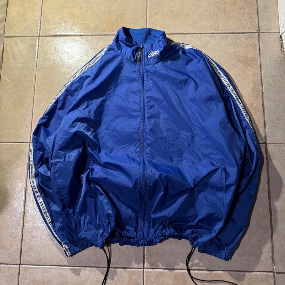 Vintage 90s asics blue windbreaker Size Xl In mens